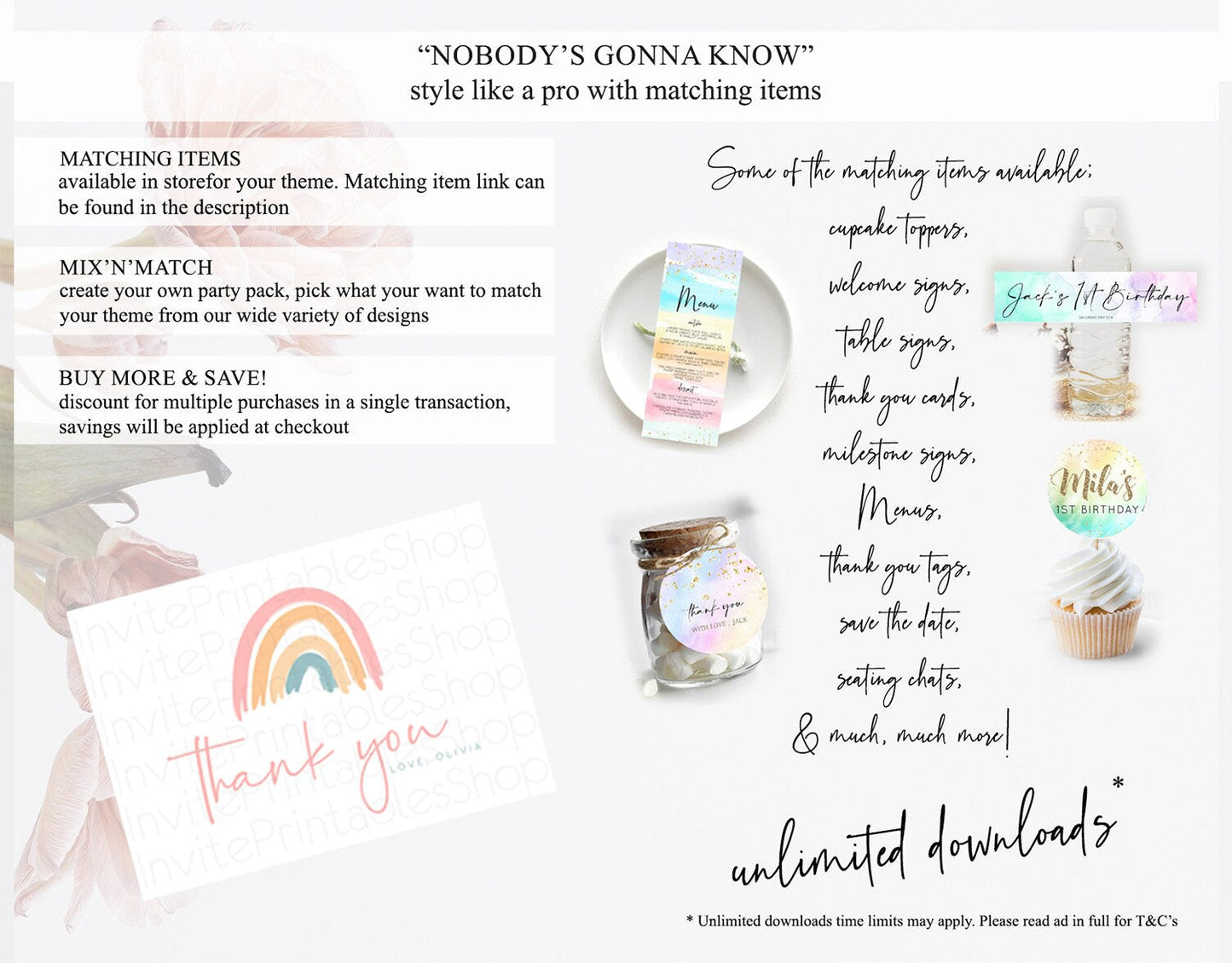Pastel Rainbow Thank You Boho Rainbow Thank You Card Rainbow Birthday Thank You Cards Pastel Rainbow Teacher Thank You Card Template D10351
