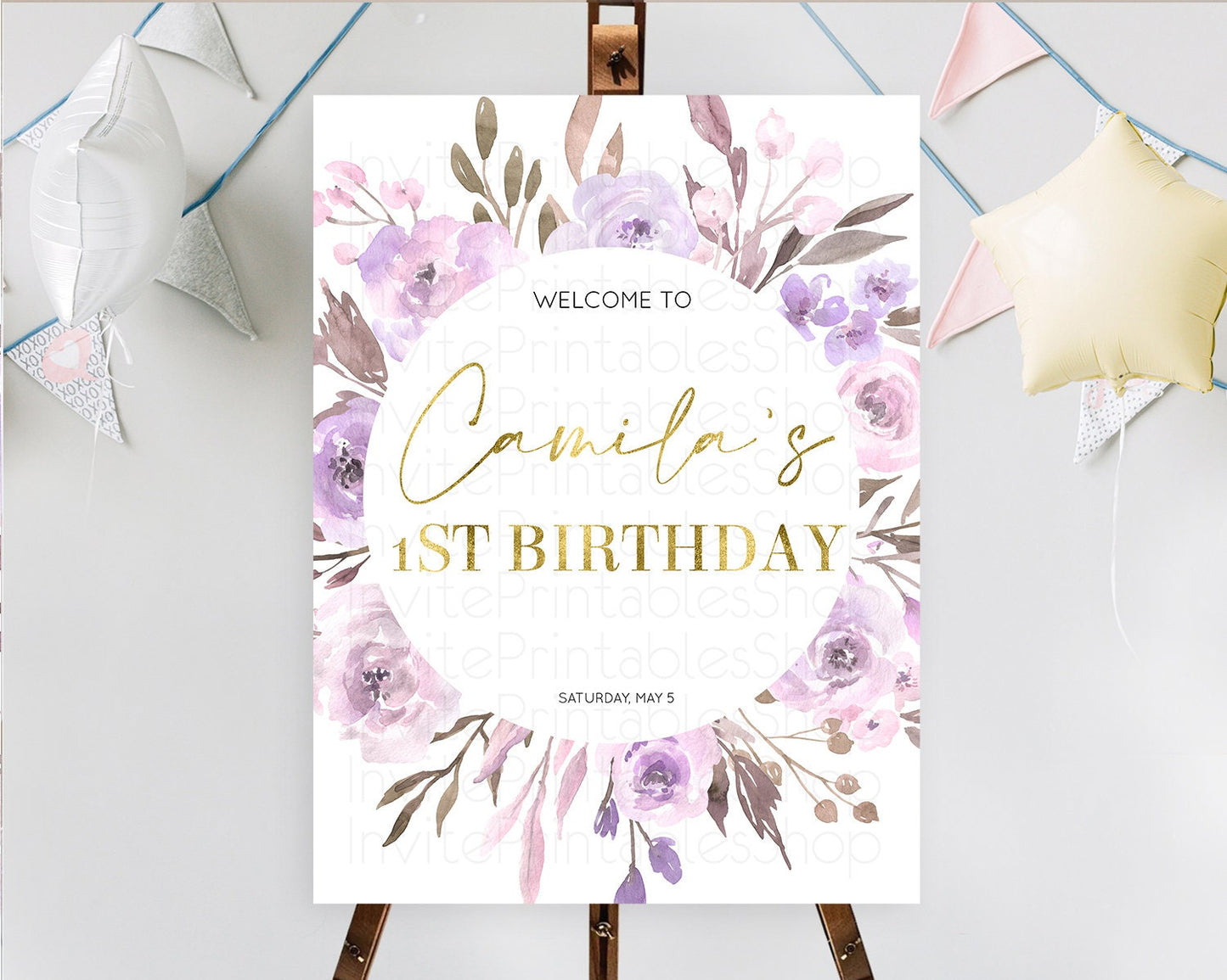 Secret Garden Welcome Sign Wildflower Welcome Board Pastel Flower Garden Welcome Poster Boho Wildflower First Birthday Welcome Sign D10201