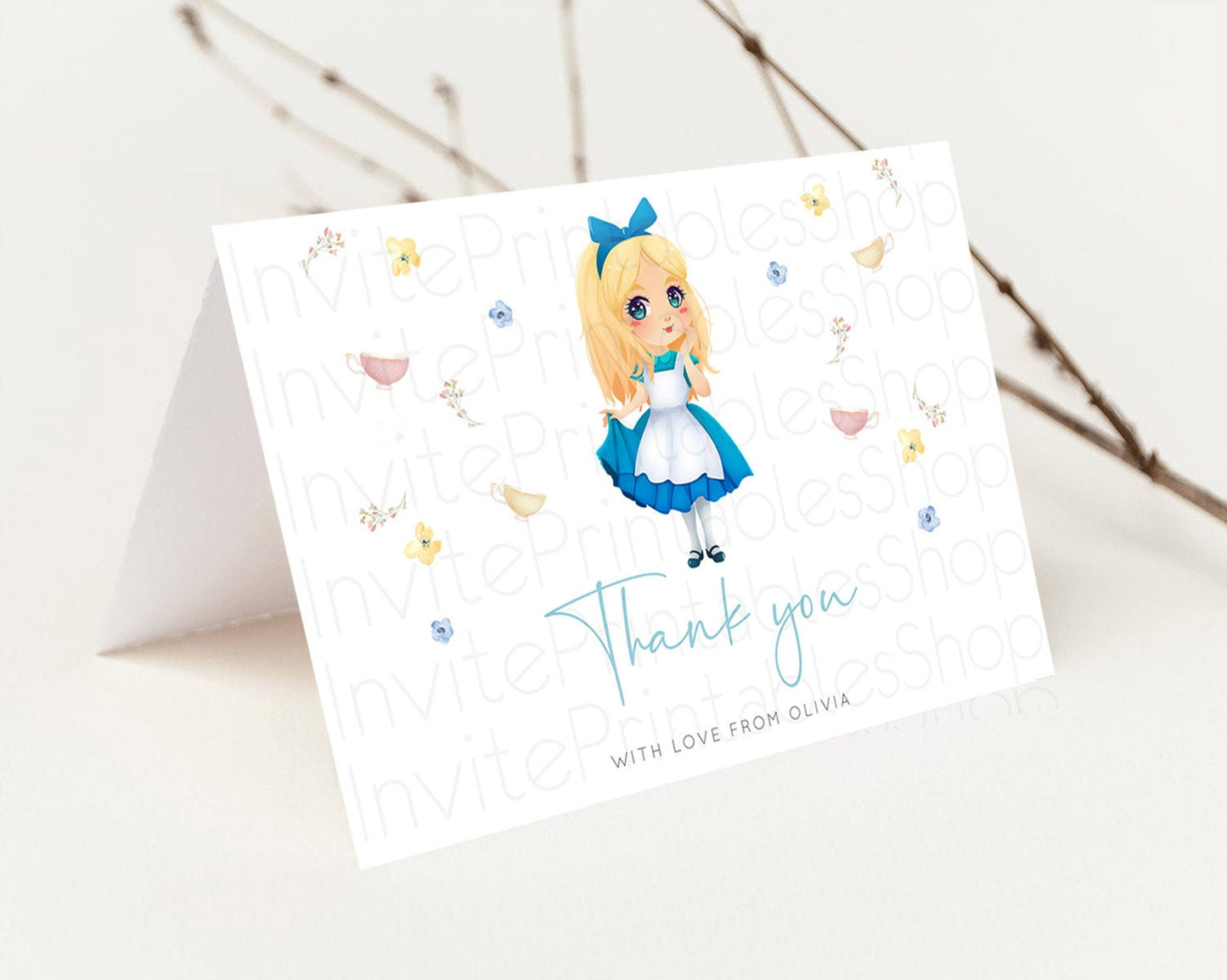 Princess Thank You Castle Thank You Card Secret Garden Birthday Thank You Card Enchanted Castle Pastel Floral Teacher Thank You Card D10886