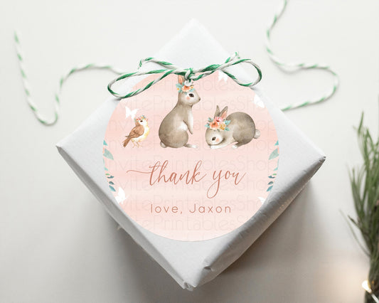 Bunny Thank You Tags Floral Bunny Thank You Gift Tags Pastel Flowers Bunny Favor Tags Secret Garden Bunny First Birthday Thank You D10922