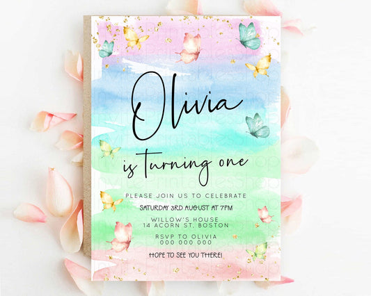 Editable Pastel Butterfly Birthday Invitation Butterfly Birthday Invitation