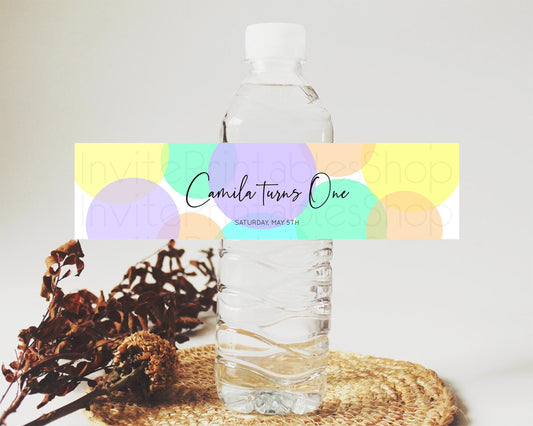 Editable Pastel Confetti Water Label Template Rainbow Colorful Sprinkles Par