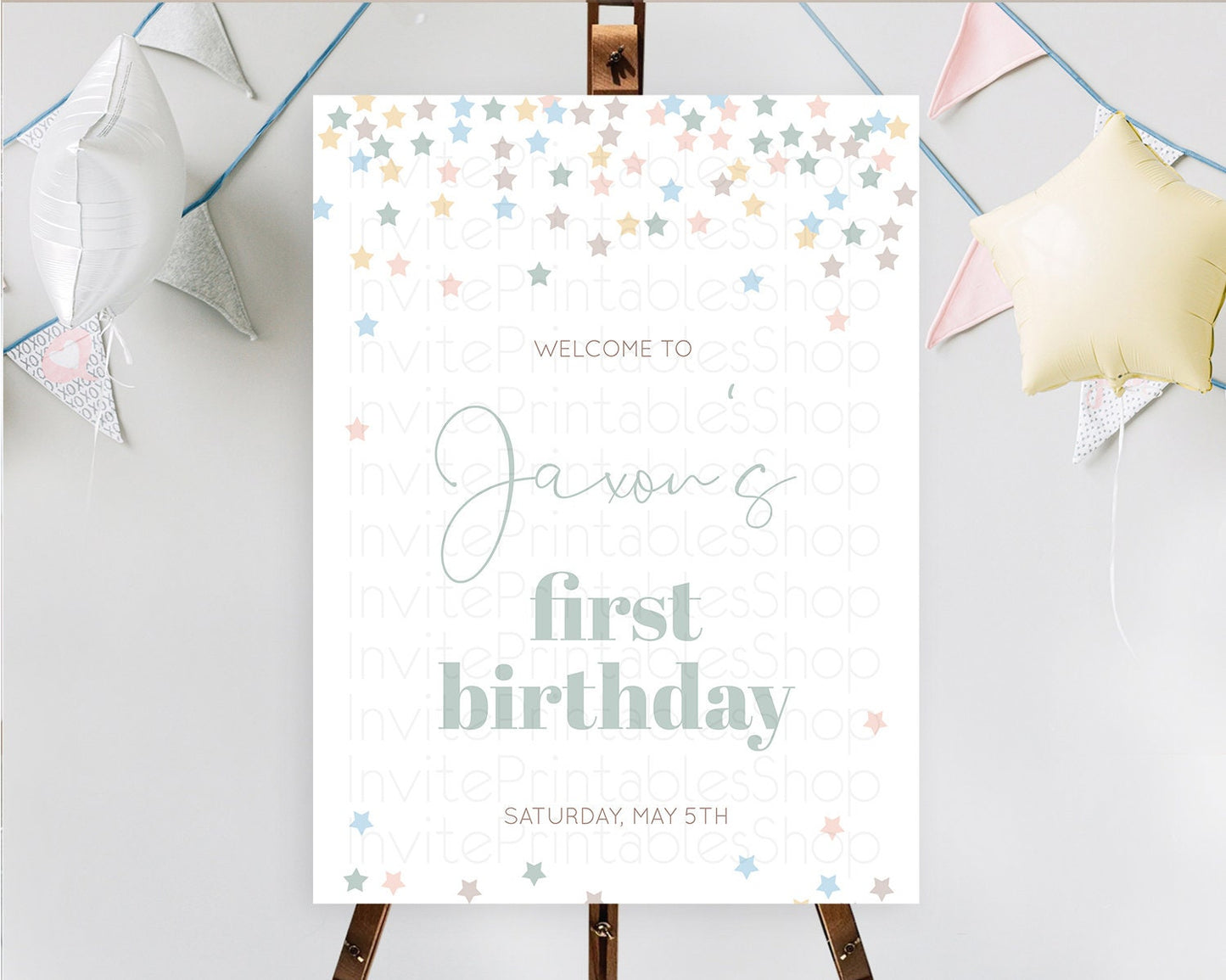 Star Welcome Board Pastel Stars Welcome Sign Shooting Star Rainbow Colorful Confetti Twinkle Little Star First Birthday Welcome Sign D10795