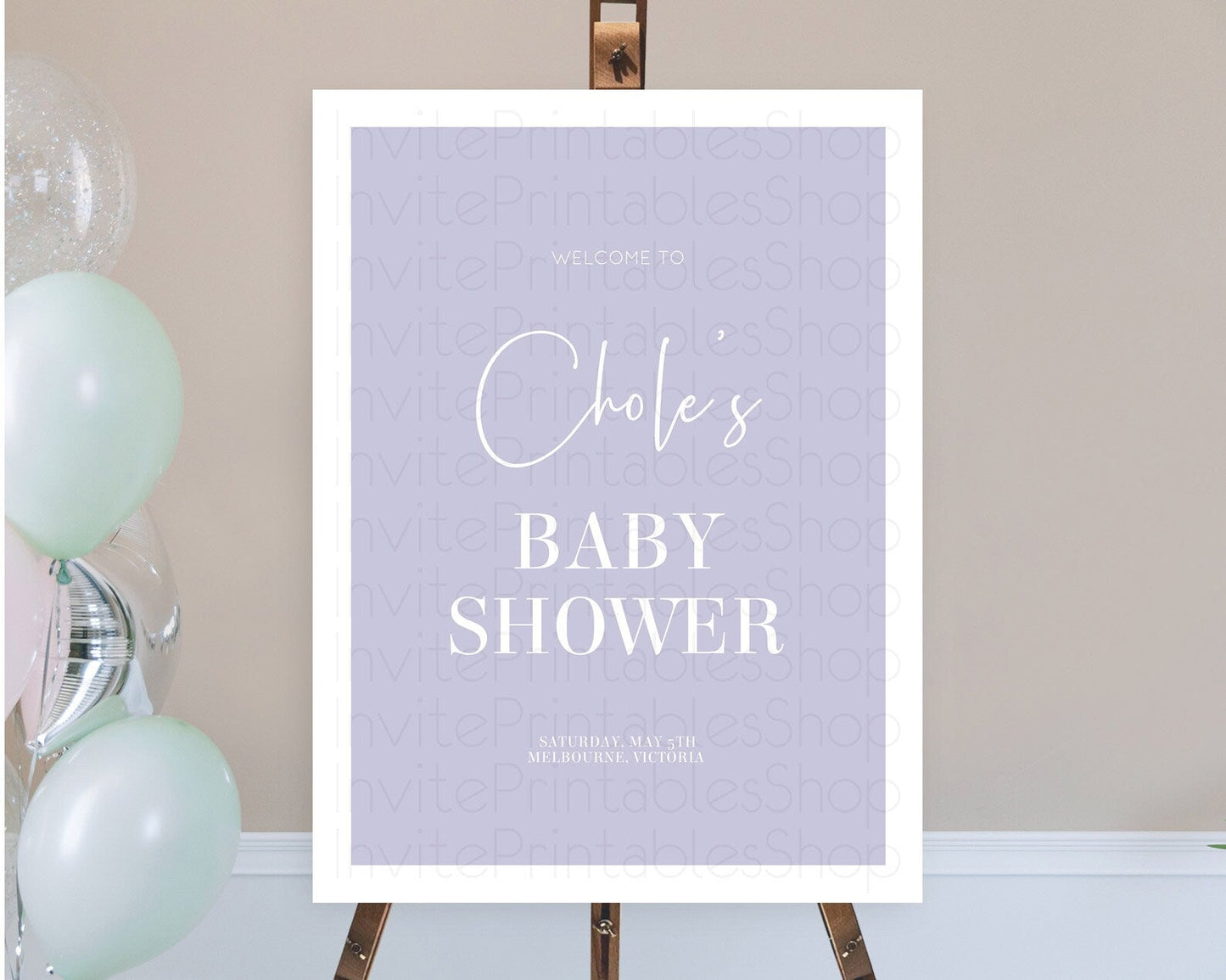 Purple Baby Shower Welcome Sign Plain Purple Welcome Board Minimalist Pastel Purple Welcome Poster Modern Purple Simple Welcome Sign D10942