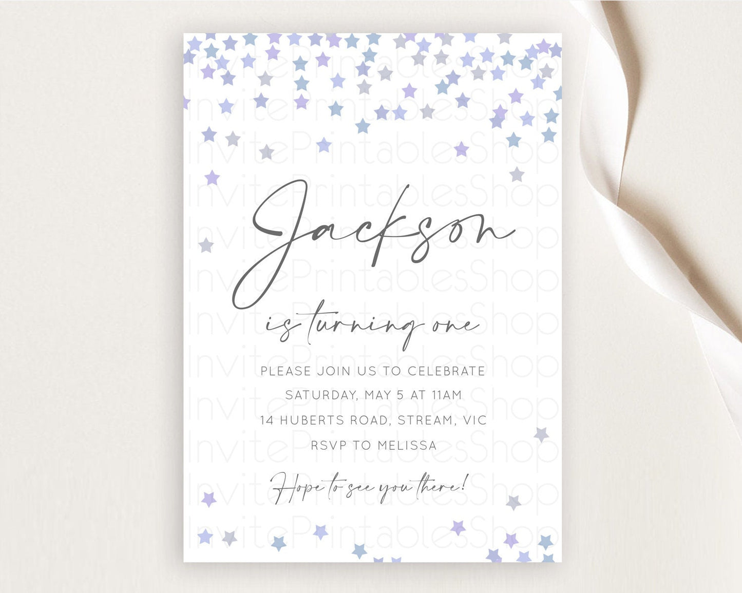 Star Birthday Invitation Pastel Stars Invite Shooting Star Party Rainbow Colorful Confetti Twinkle Little Star 2nd First Birthday D10341