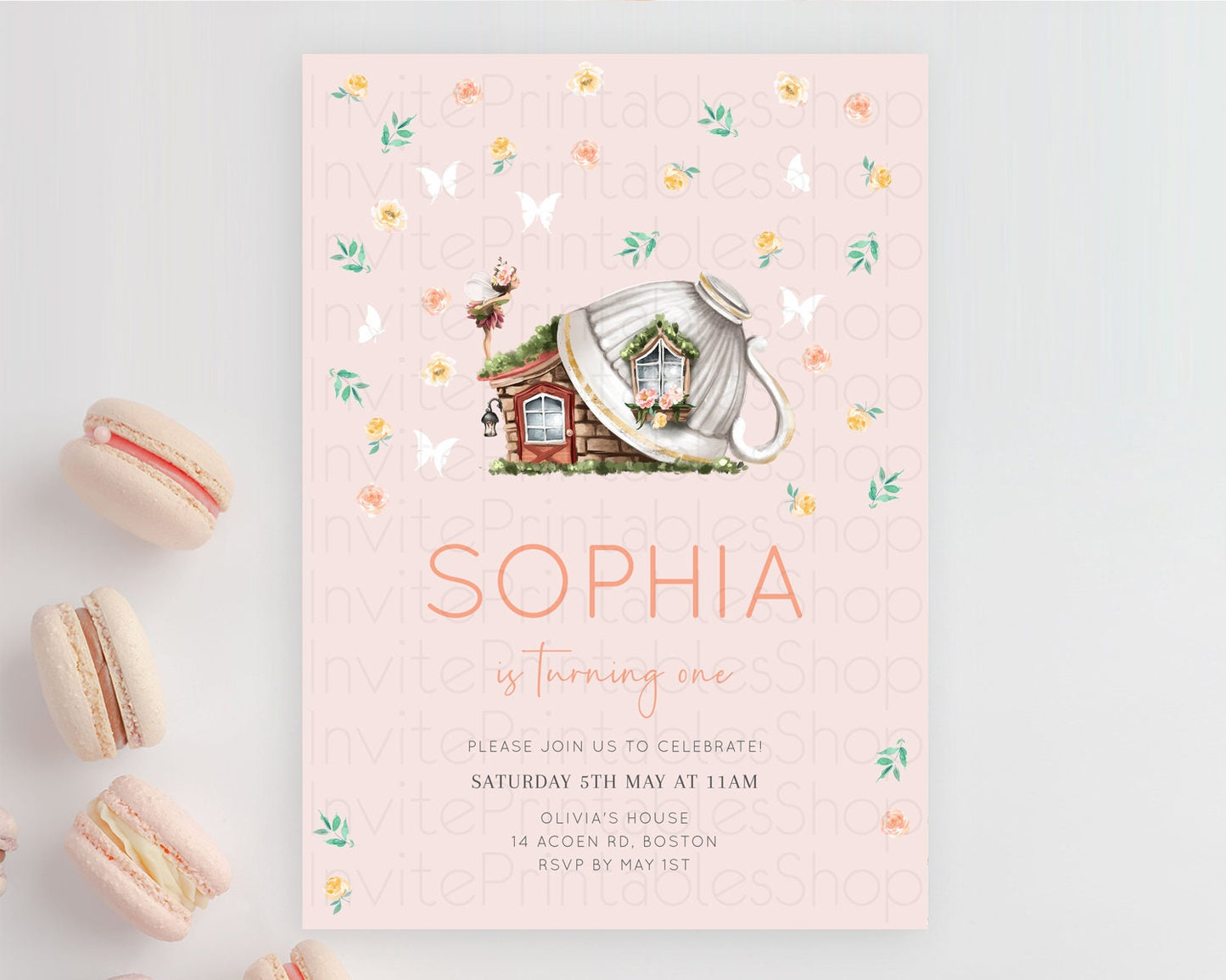 Fairy Birthday Invitation Fairy Invites Fairy Tea Party Fairy Garden Birthday Secret Garden Enchanted Garden Pastel Floral Butterfly D10384