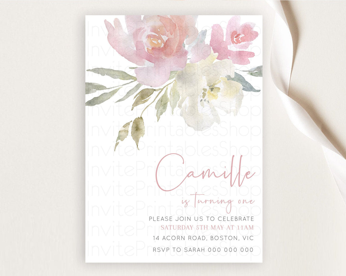 Secret Garden Invitation Wildflower Birthday Invitation Pastel Flowers Invite Enchanted Garden Boho Floral 3rd 2nd First Birthday D10183