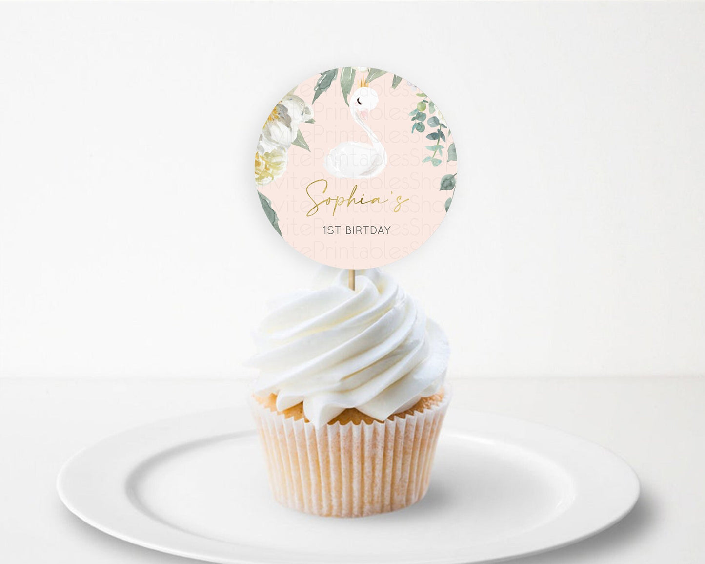 Swan Cupcake Toppers Swan Princess Ballet Cupcake Watercolour Pastel Floral Enchanted Forest Swan Lake Party Decor Secret Garden D10115