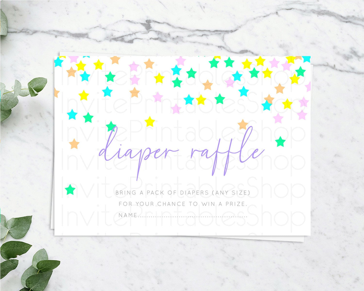 Pastel Star Diaper Raffle Card Shooting Star Diaper Raffle Insert Twinkle Little Star Diaper Ticket Rainbow Confetti Raffle Game D10394