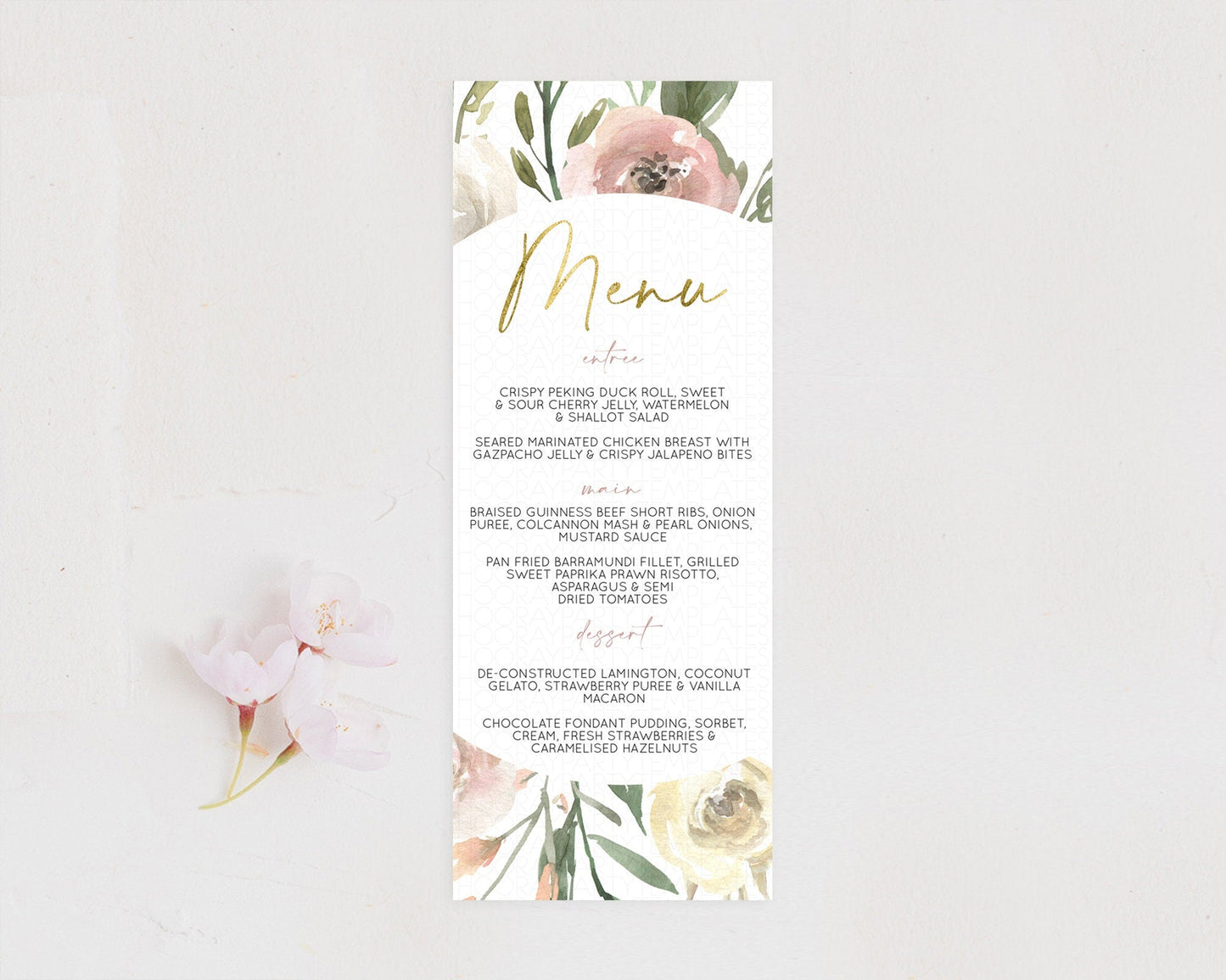 Secret Garden Menu Wildflower Menu Template Pastel Flower Garden Table Decor Boho Floral Dinner Dessert Floral Party Food Menu D10202