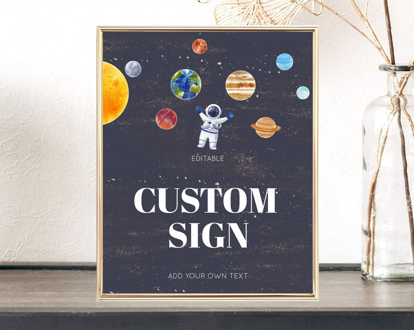 Editable Space Table Sign Decor Galaxy Space Adventure Party First Trip Arou