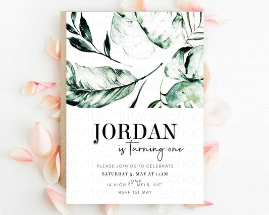 Tropical Invitation Tropical Birthday Invitation Tropical Floral Invitation Palm Leaf Fern Invite Frangipani White Orchid Invitation D11063