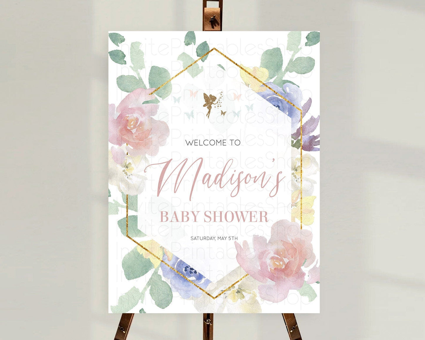 Fairy Baby Shower Welcome Sign Fairy Welcome Board Enchanted Garden Pastel Floral Butterfly Decor Secret Garden Fairy Welcome Sign D10294
