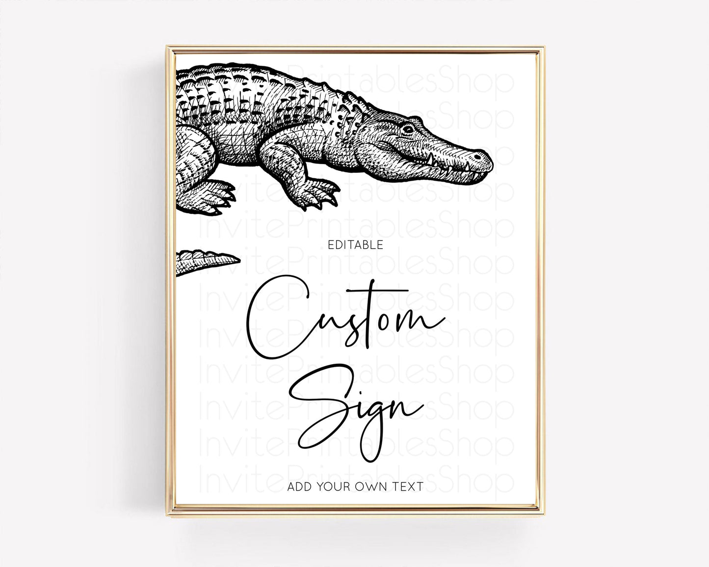 Croc Gator Sign Swamp Table Sign Decor Croc Gator Party Sign Template Safari Adventure Croc Gator Minimal Theme 1st Birthday Baptism D10286