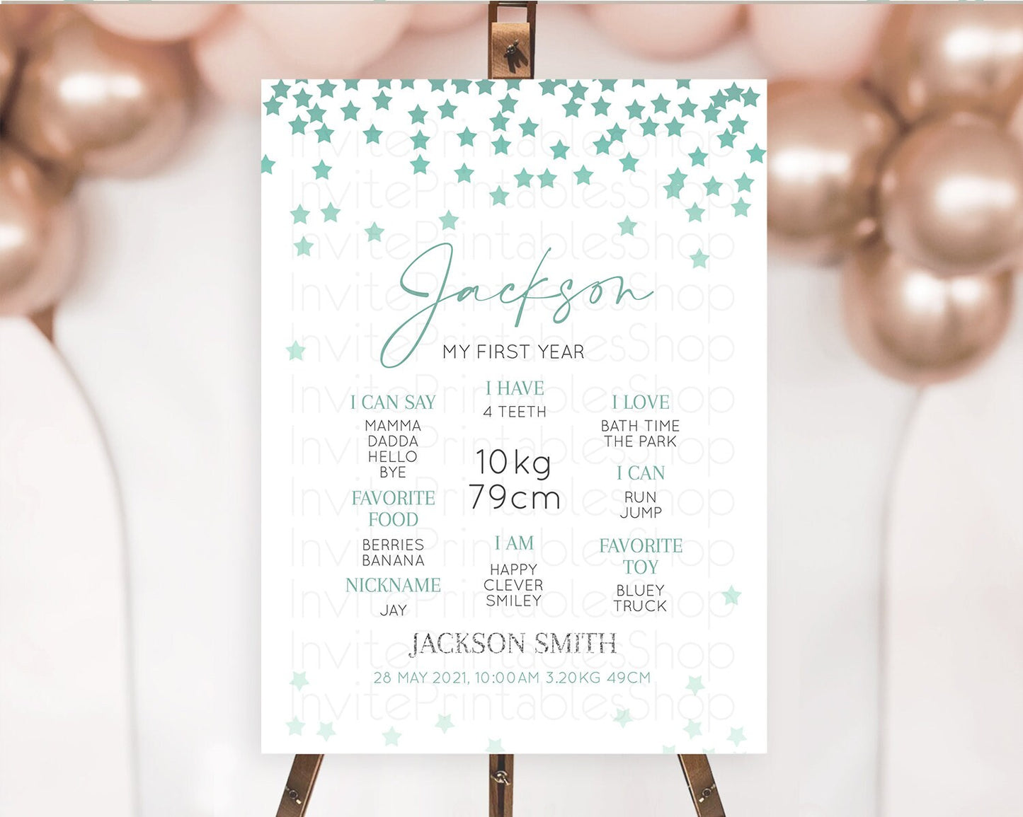 Star First Birthday Milestone Poster Pastel Stars Milestone Shooting Star Rainbow Colorful Confetti Twinkle Little Star 1st Birthday D10310