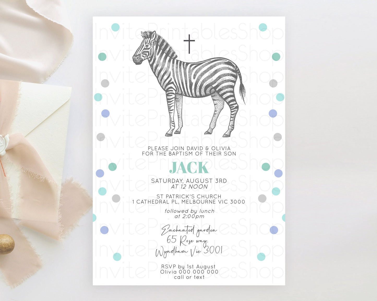 Zebra Baptism Invitation Zebra Baptism 1st Birthday Invitation Jungle Safari Christening Invite Watercolor Tropical Zoo Adventure D10856