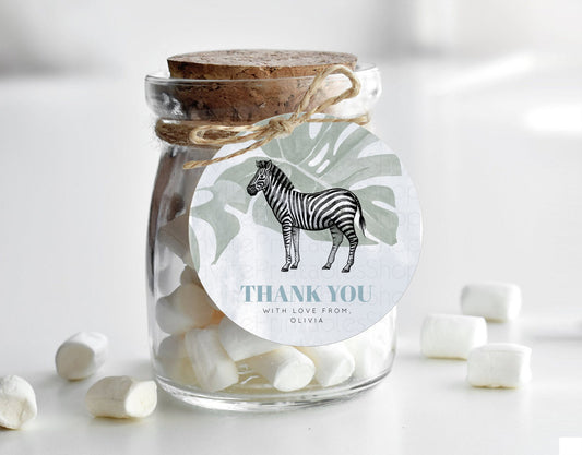 Editable Zebra Thank You Tags Zebra Thank You Gift Tags Zebra Favor Tags Zeb