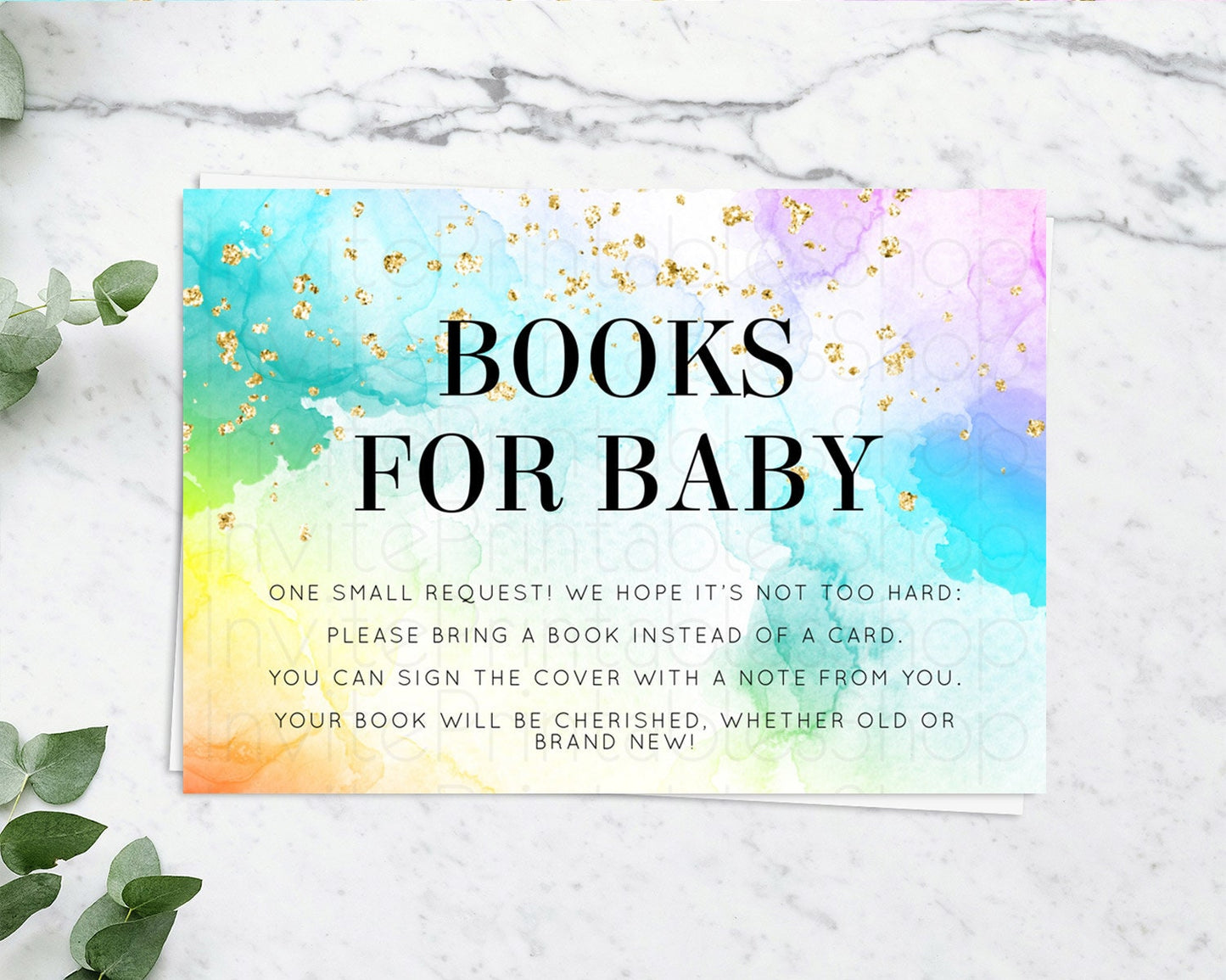 Pastel Books For Baby Card Pastel Rainbow Book Insert Colorful Ombre Watercolor Book Card Confetti Glitter Baby Book Poem Request D10961