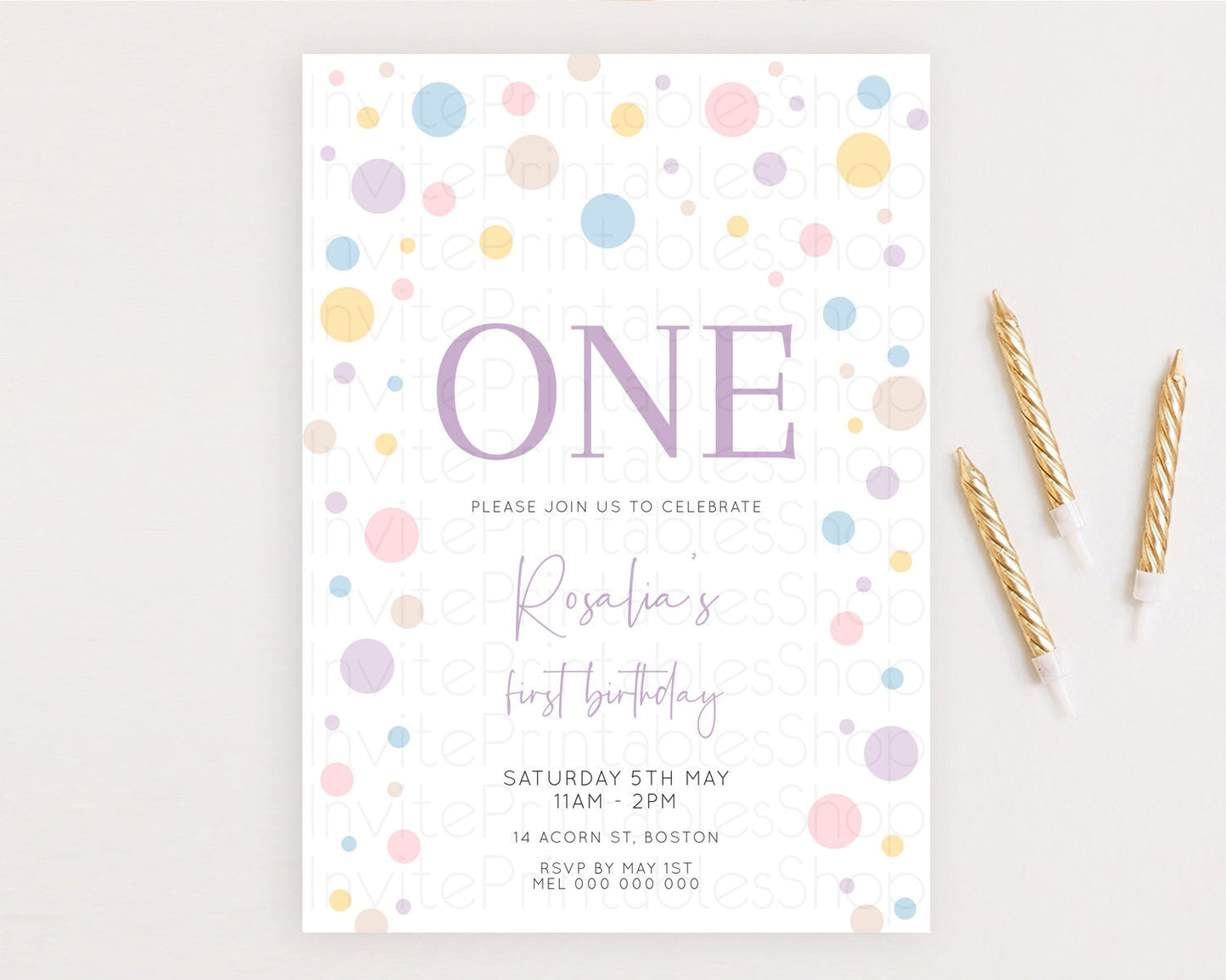 Pastel Birthday Invitation Pastel Confetti Birthday Invitation Bubbles Invitation Colorful Rainbow Confetti 2nd 1st First Birthday D10759