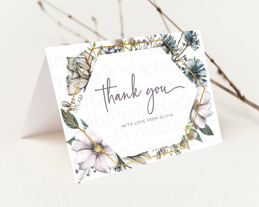 Editable Secret Garden Thank You Wildflower Thank You Card Pastel Flower Gar