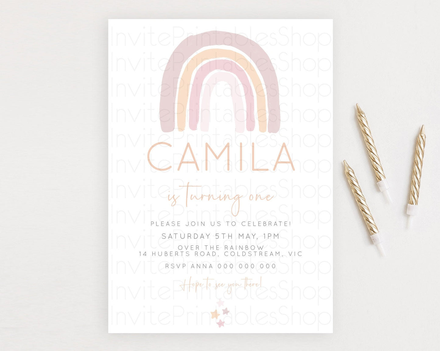 Pastel Rainbow Birthday Invitation Pastel Rainbow Invitation Rainbow Invitation Pastel Invitation Boho Rainbow 1st First Birthday D23098