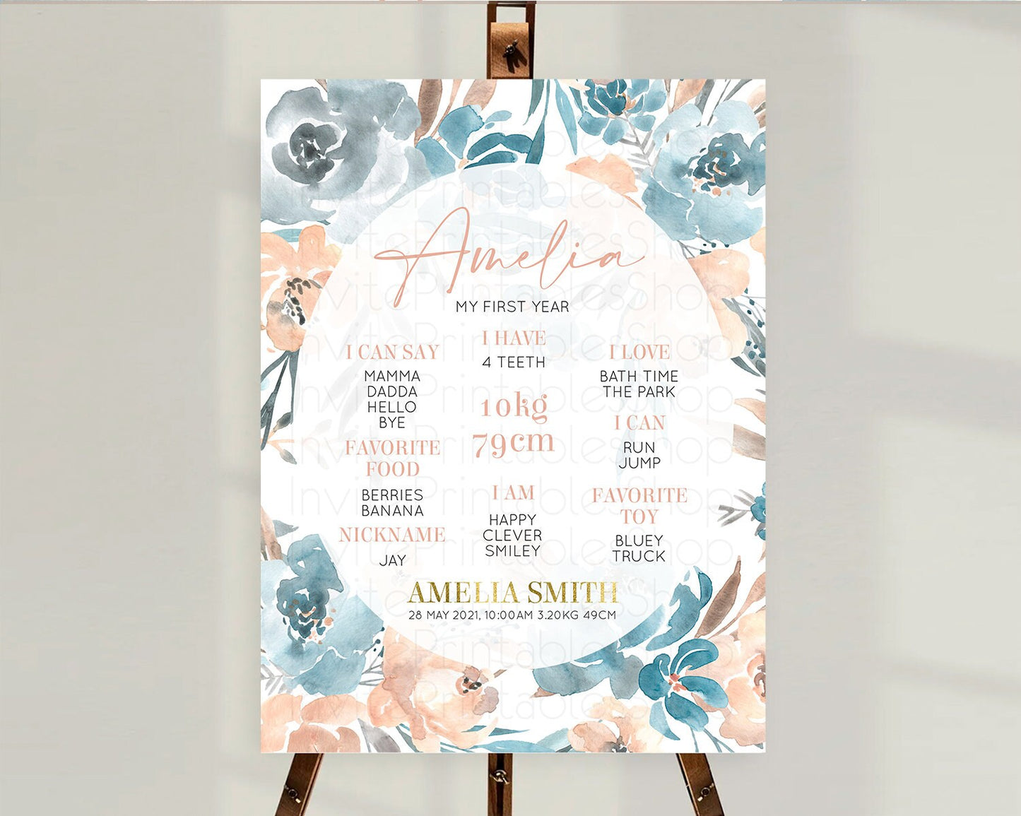 Secret Garden Milestone Board Wildflower First Birthday Milestone Poster Pastel Flowers Milestone Boho Wildflower 1st Birthday Sign D10190