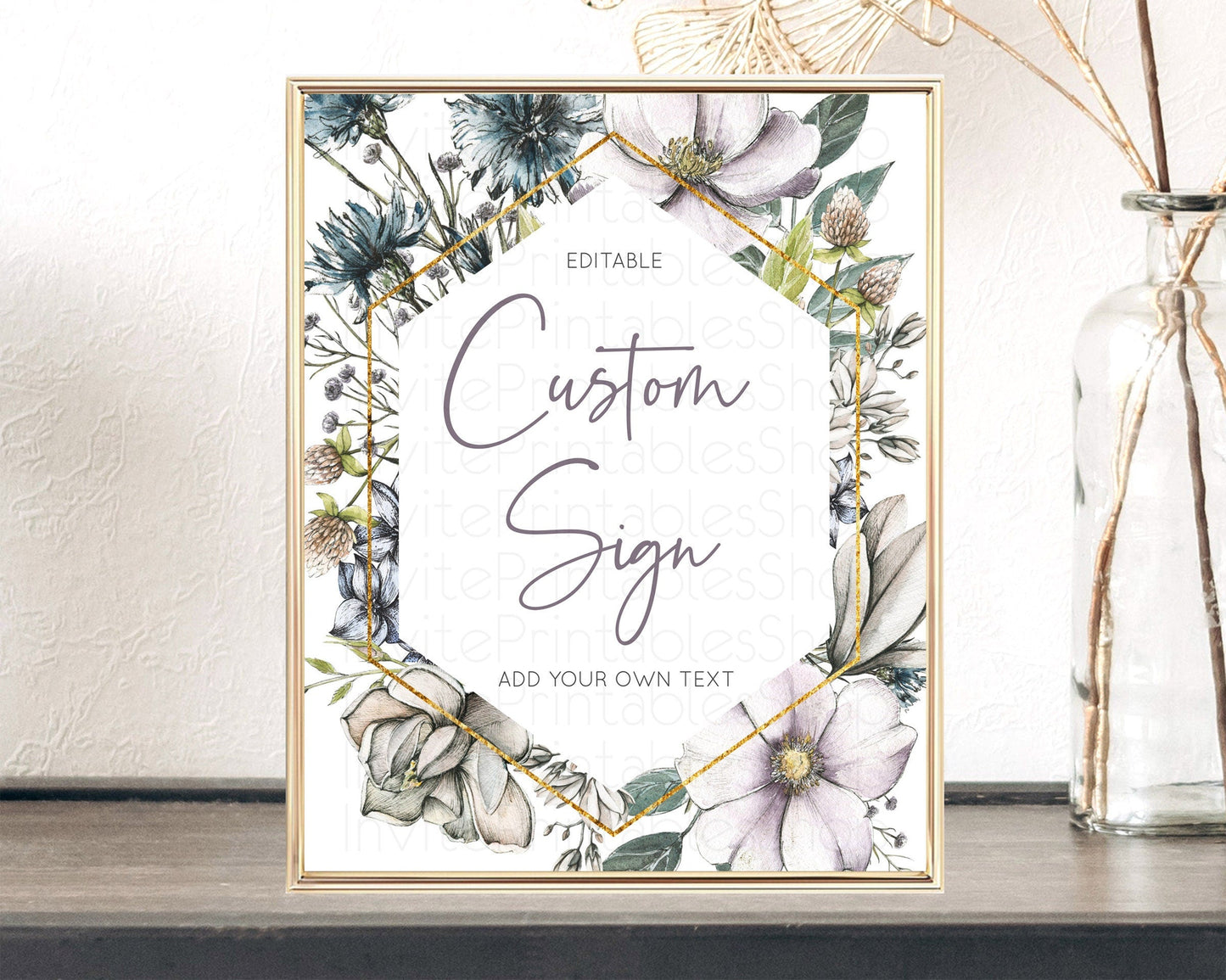 Wildflower Floral Table Sign Decor Secret Garden Sign Template Pastel Floral Garden Party Boho Flowers Birthday Baby Shower Wedding D10501