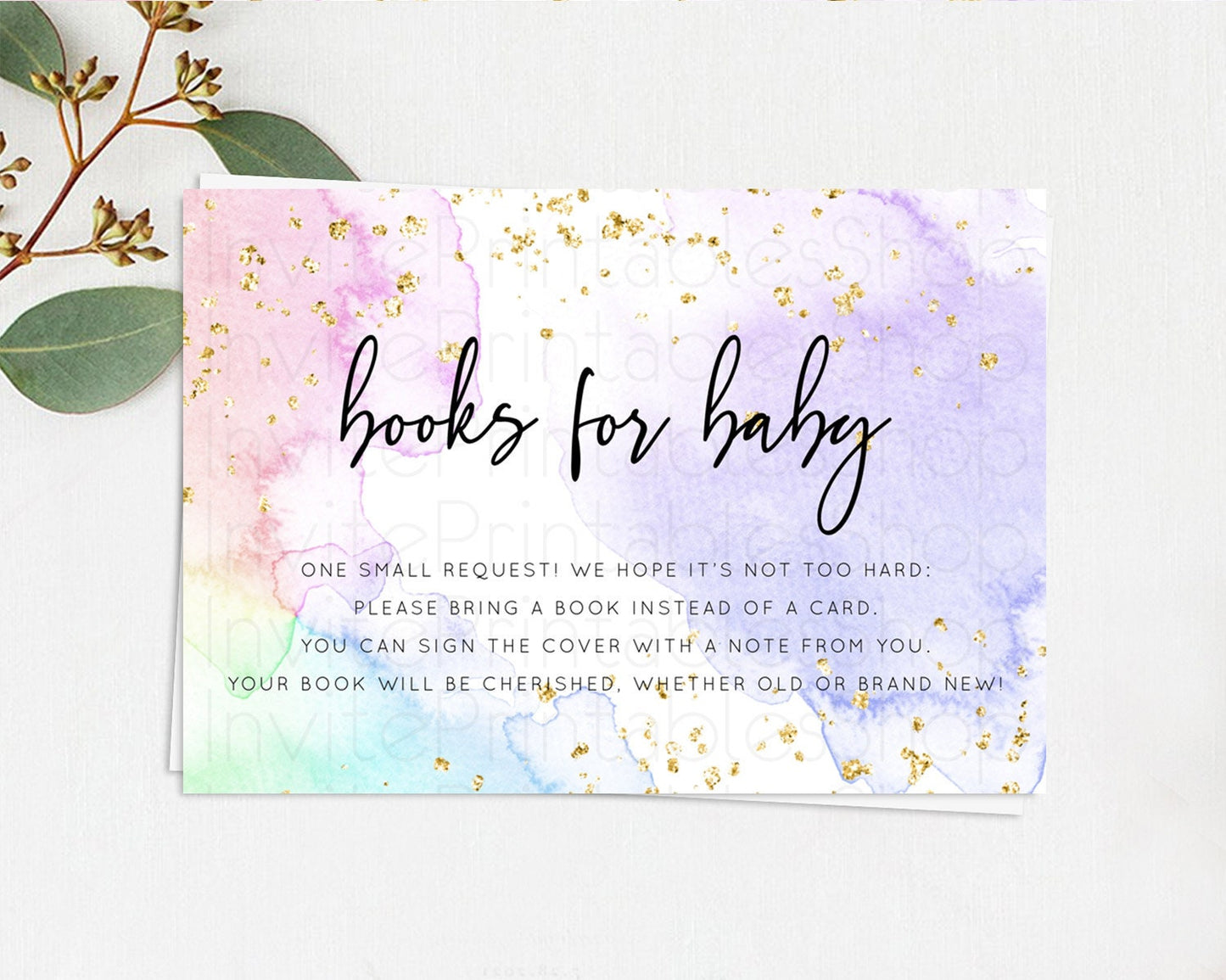 Pastel Books For Baby Card Pastel Rainbow Book Insert Colorful Ombre Watercolor Book Card Confetti Glitter Baby Book Poem Request D10215