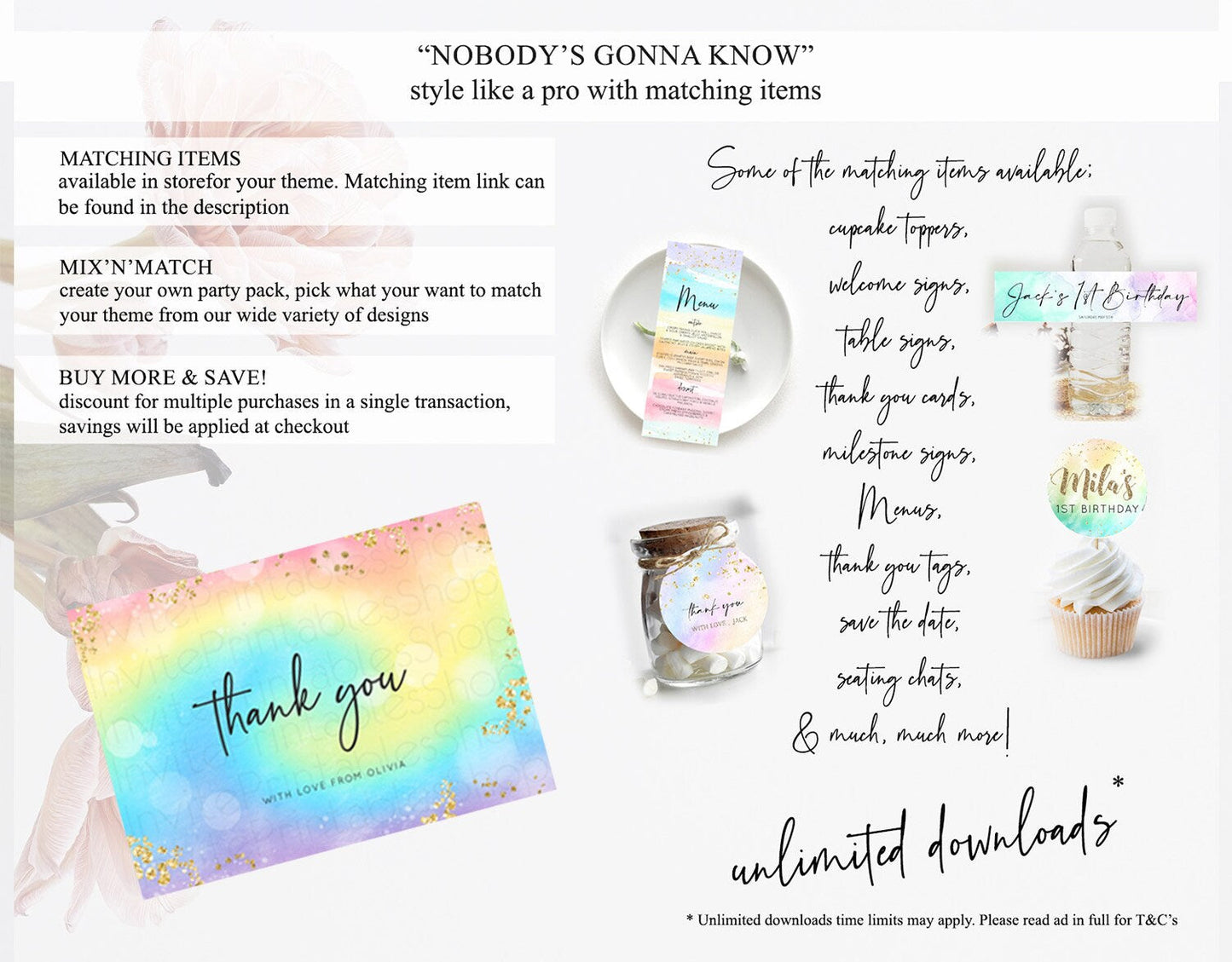 Pastel Thank You Rainbow Thank You Card Colorful Pastel Birthday Thank You Card Confetti Watercolor Pastel Teacher Thank You Cards D10568