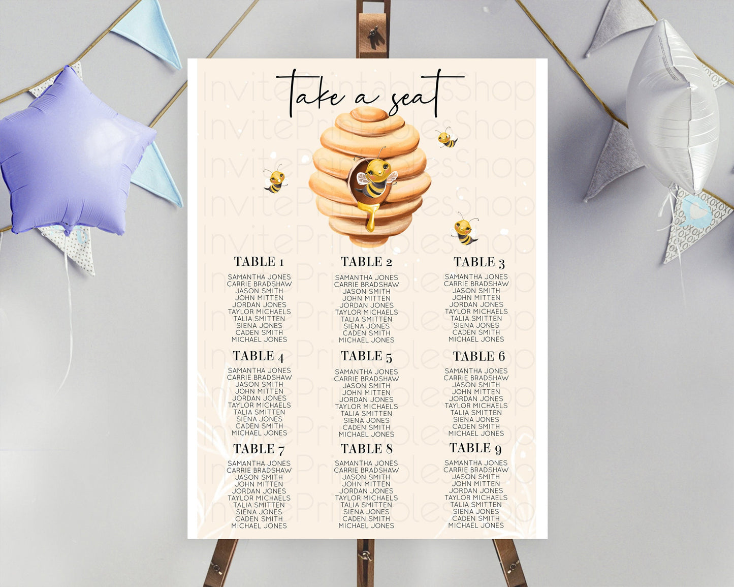 Bee Seating Chart Queen Bee Seating Chart Bee Day Seating Sign Beehive Seating Board Sweet Honey Bee Party Seating Board Bee Décor D10754