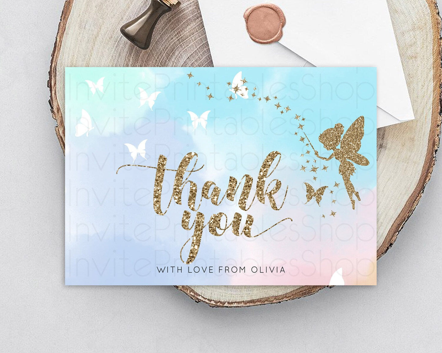 Fairy Thank You Fairy Thank You Card Enchanted Garden Pastel Butterfly Birthday Thank You Floral Secret Garden Teacher Thank You D10894