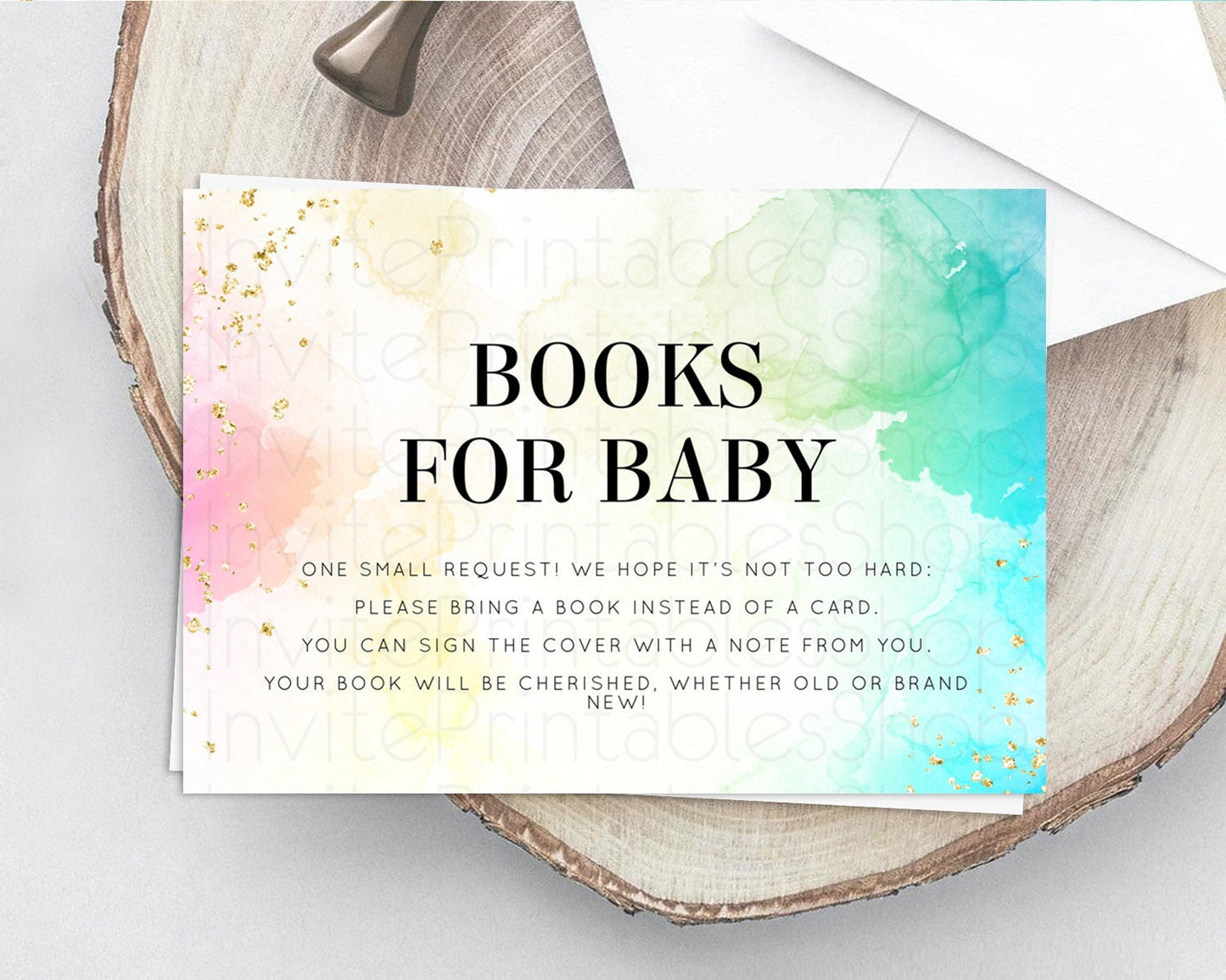 Pastel Books For Baby Card Pastel Rainbow Book Insert Colorful Ombre Watercolor Book Card Confetti Glitter Baby Book Poem Request D10770