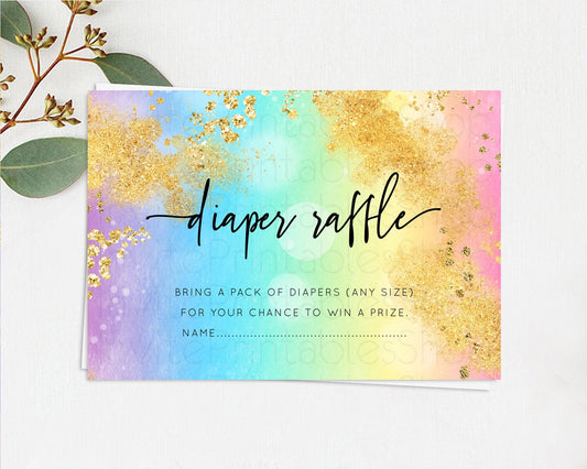 Editable Pastel Diaper Raffle Card Pastel Rainbow Diaper Raffle Insert Color