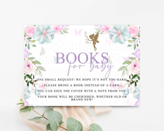 Editable Fairy Floral Books for Baby Card Enchanted Garden Book Insert Glitt