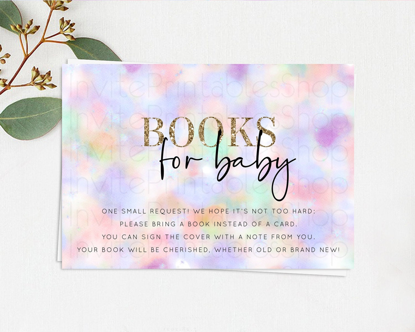 Pastel Books For Baby Card Pastel Rainbow Book Insert Colorful Ombre Watercolor Book Card Confetti Glitter Baby Book Poem Request D10697