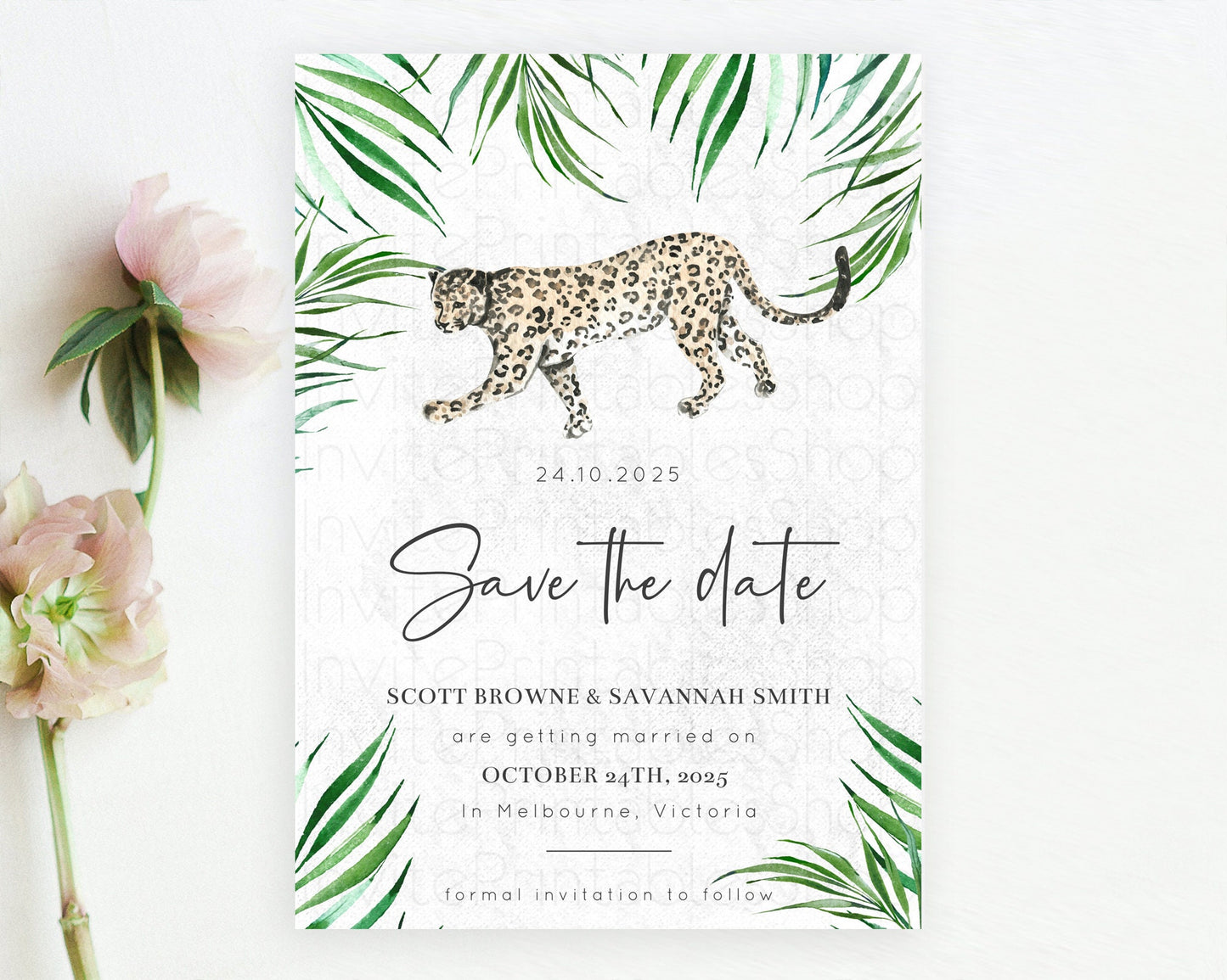 Cheetah Save The Date Template Cheetah Party Save The Date Safari Adventure Cheetah Minimal Theme 1st Birthday Baptism Baby Shower D10382