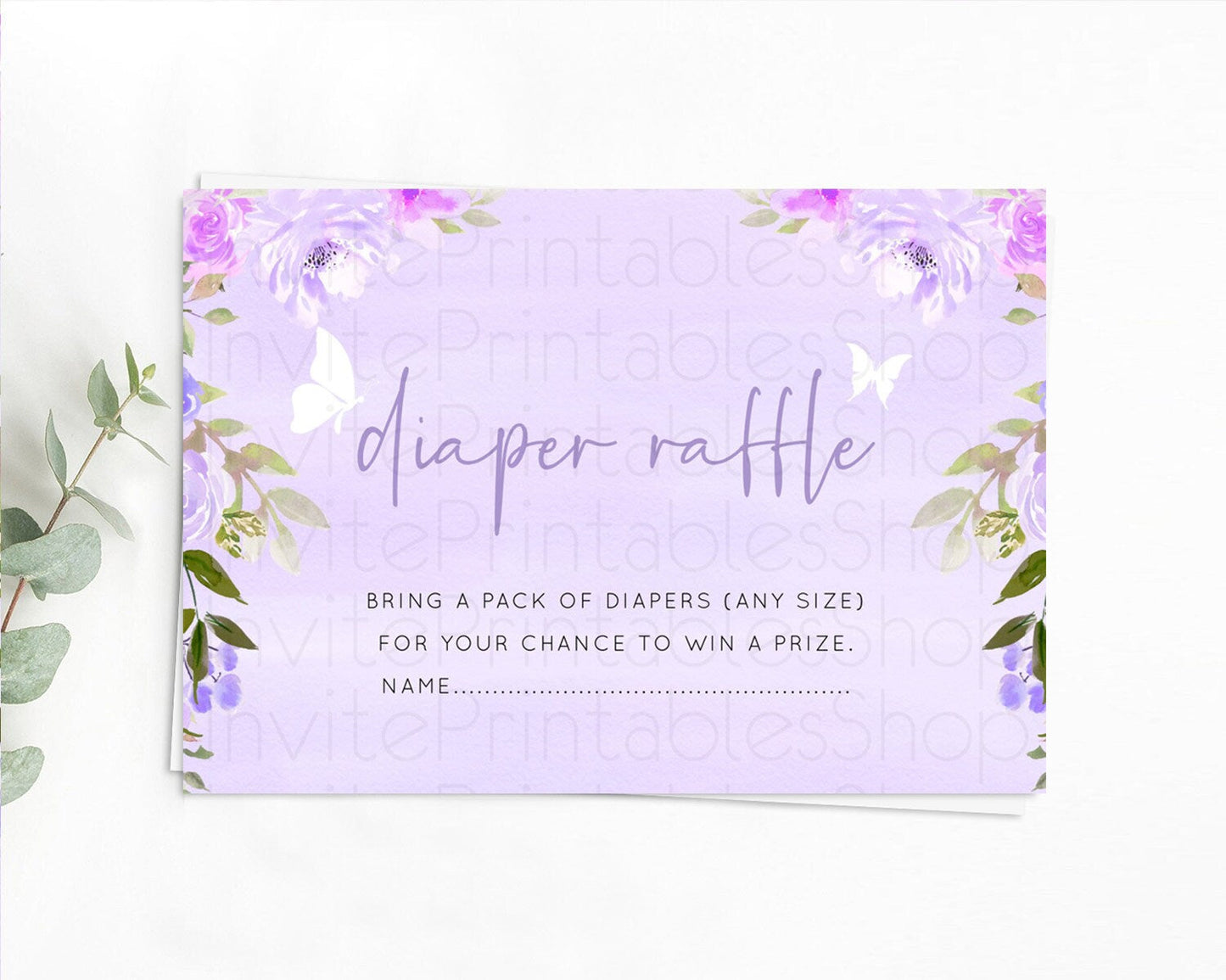 Secret Garden Diaper Raffle Card Boho Wildflower Diaper Raffle Insert Pastel Flower Garden Baby Shower Card Flower Raffle Game D10719