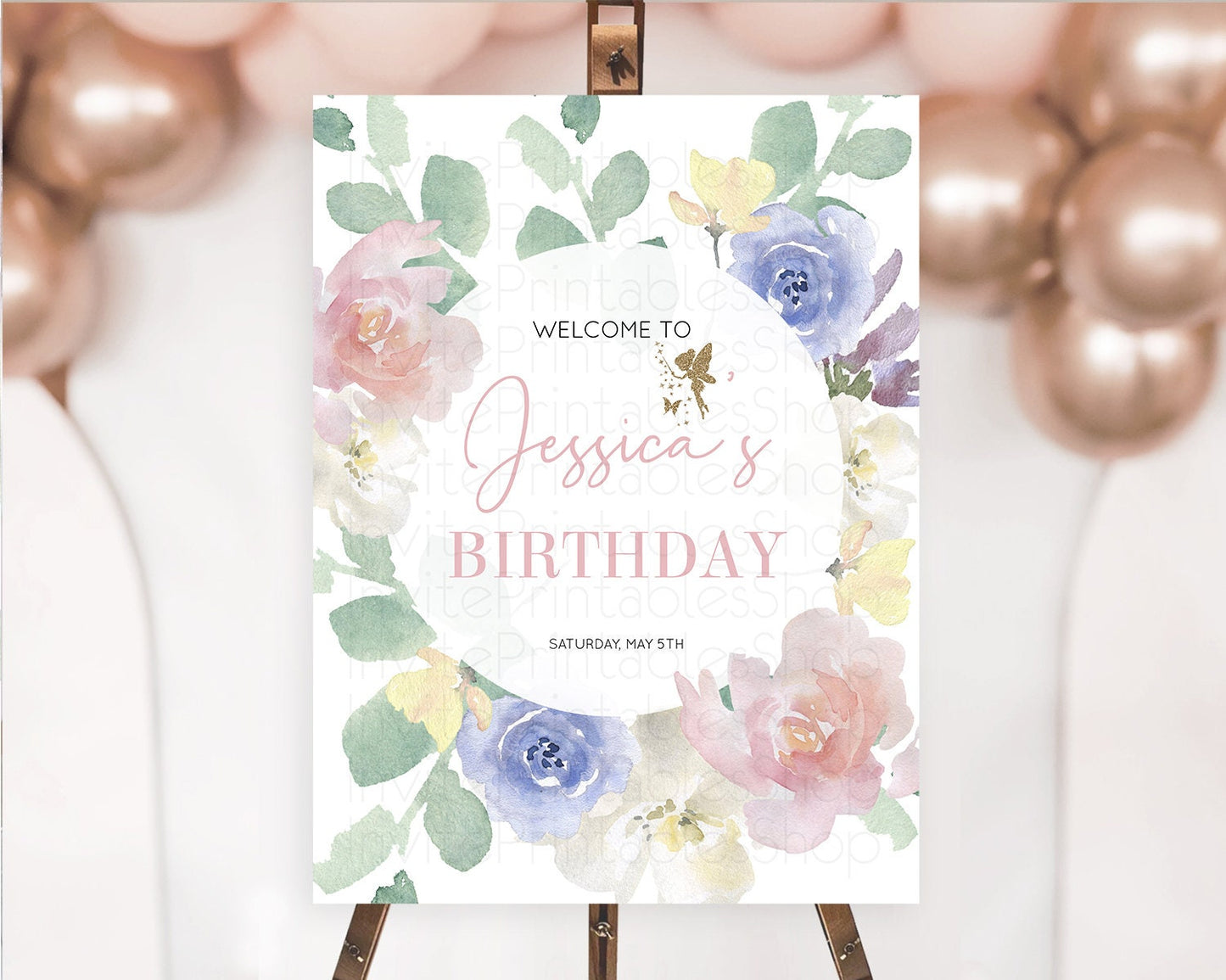 Fairy Welcome Sign Fairy Welcome Board Enchanted Garden Pastel Floral Butterfly Decor Secret Garden First Birthday Welcome Sign D10861