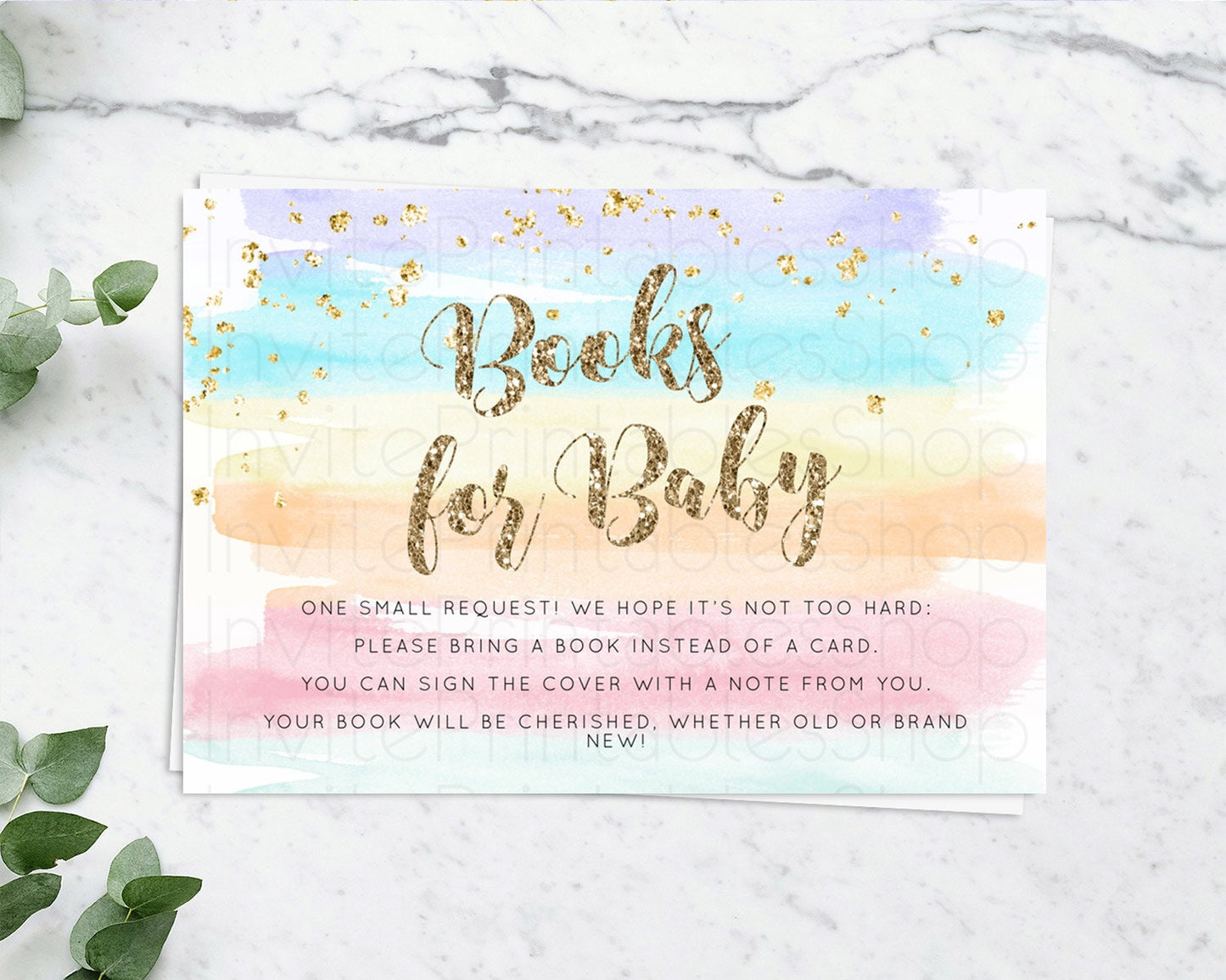 Pastel Books For Baby Card Pastel Rainbow Book Insert Colorful Ombre Watercolor Book Card Confetti Glitter Baby Book Poem Request D10508