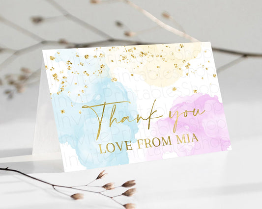 Pastel Thank You Rainbow Thank You Card Colorful Pastel Birthday Thank You Card Confetti Watercolor Pastel Teacher Thank You Cards D10204