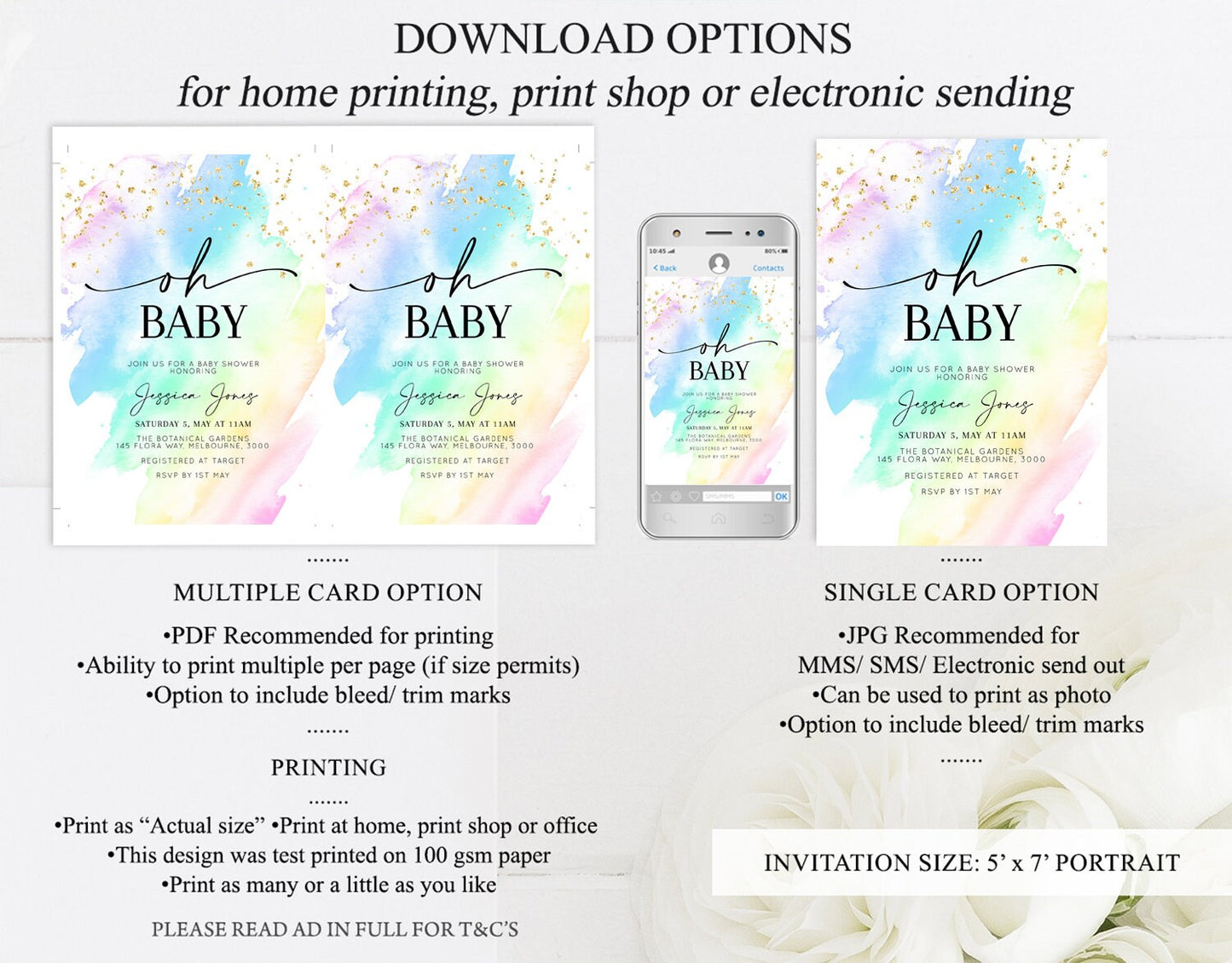 Rainbow Baby Shower Invitation Pastel Baby Shower Invitation Watercolor Ombre Invitation Rainbow Pastel Colors Invite Glitter Confetti t601