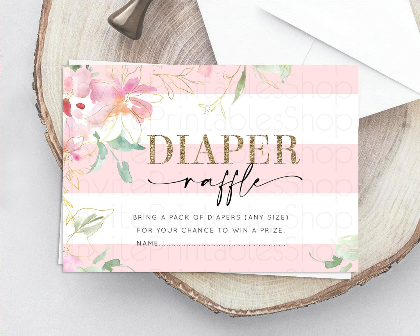 Secret Garden Diaper Raffle Card Boho Wildflower Diaper Raffle Insert Pastel Flower Garden Baby Shower Card Flower Raffle Game D10301