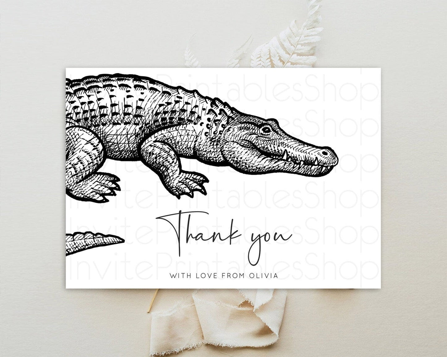 Croc Thank You Gator Thank You Card Croc Gator Party Crocodile Birthday Thank You Card Alligator Cards Teacher Thank You Cards D10286