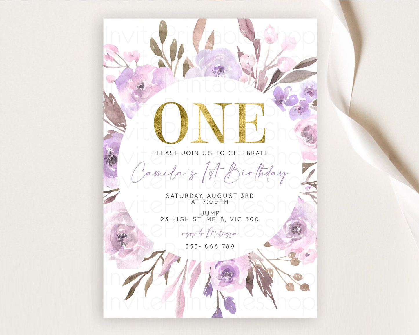 Secret Garden Invitation Wildflower Birthday Invitation Pastel Flowers Invite Enchanted Garden Boho Floral 3rd 2nd First Birthday D10201