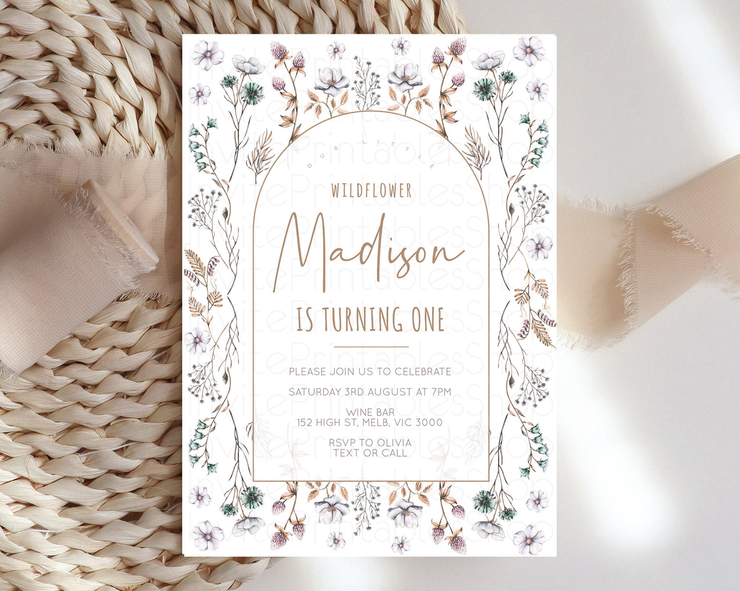 Wildflower Birthday Invitation Floral Invite Enchanted Garden Invite Secret Garden Invite Garden Tea Party Boho Wild One 1st 2nd 3rd 587v2