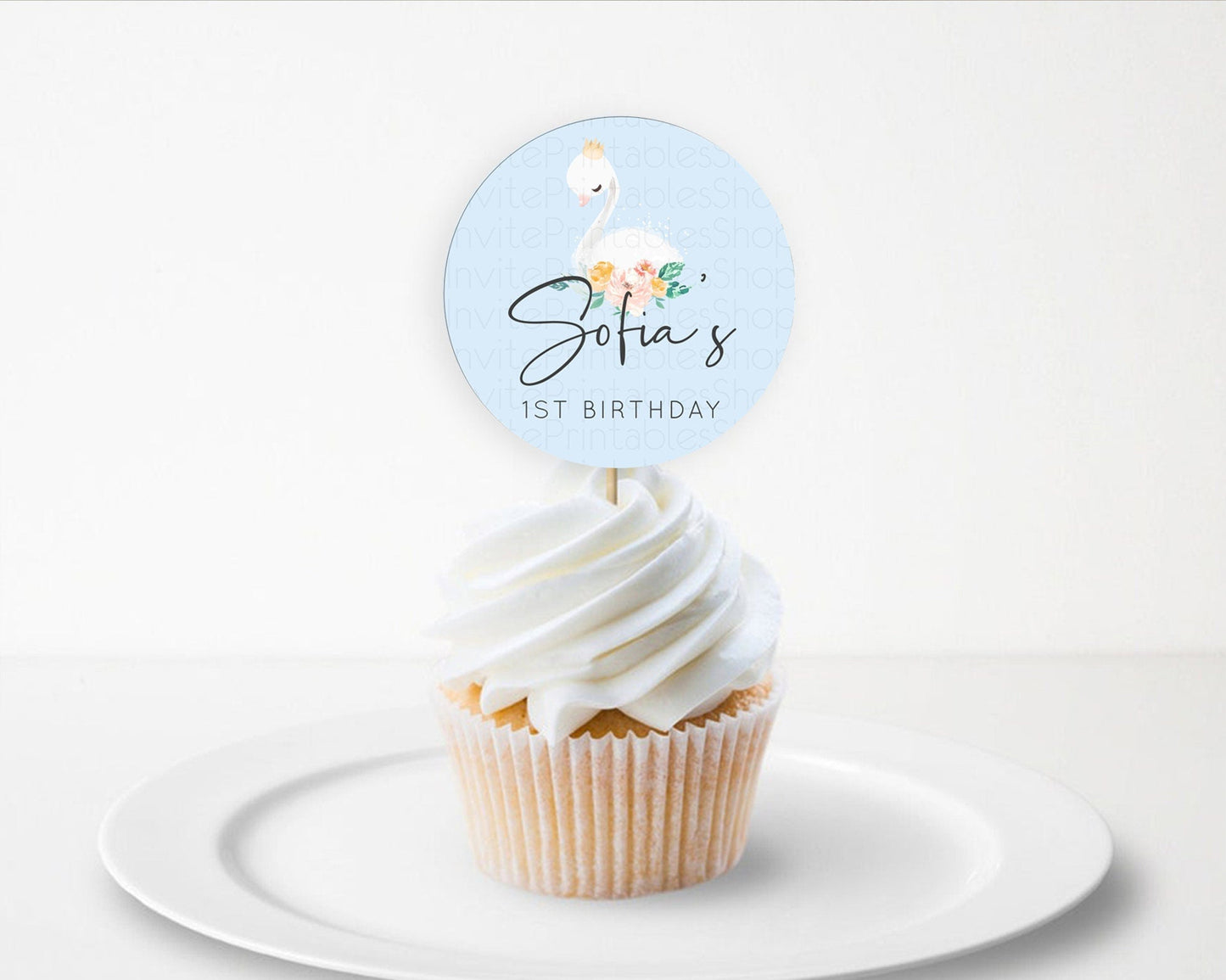 Swan Cupcake Toppers Swan Princess Ballet Cupcake Watercolour Pastel Floral Enchanted Forest Swan Lake Party Decor Secret Garden D10903