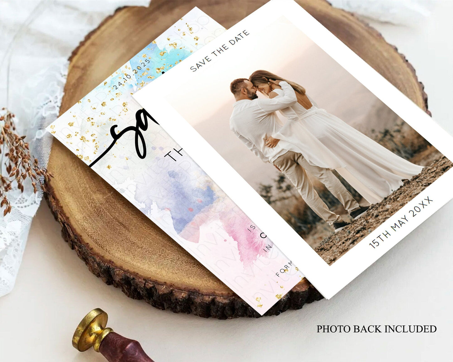 Pastel Save The Date Template Pastel Ombre Rainbow Watercolor Colorful Party For Birthday Baptism Baby Shower Wedding Bridal Shower D10424