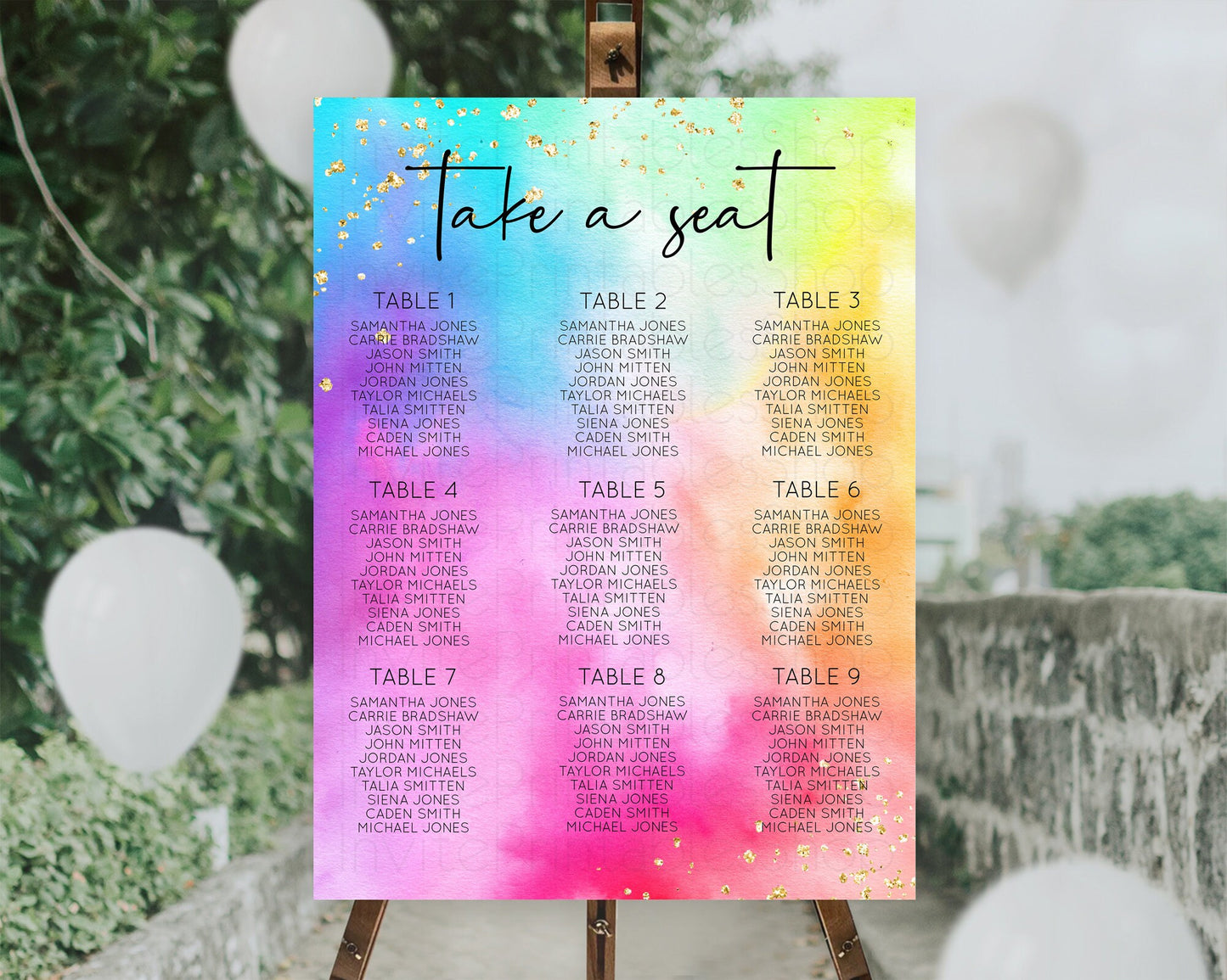 Tie Dye Seating Chart Rainbow Tie Dye Seating Chart Rainbow Colorful Seating Chart Tie Dye Pastel Rainbow Party Decor Take A Seat D10456