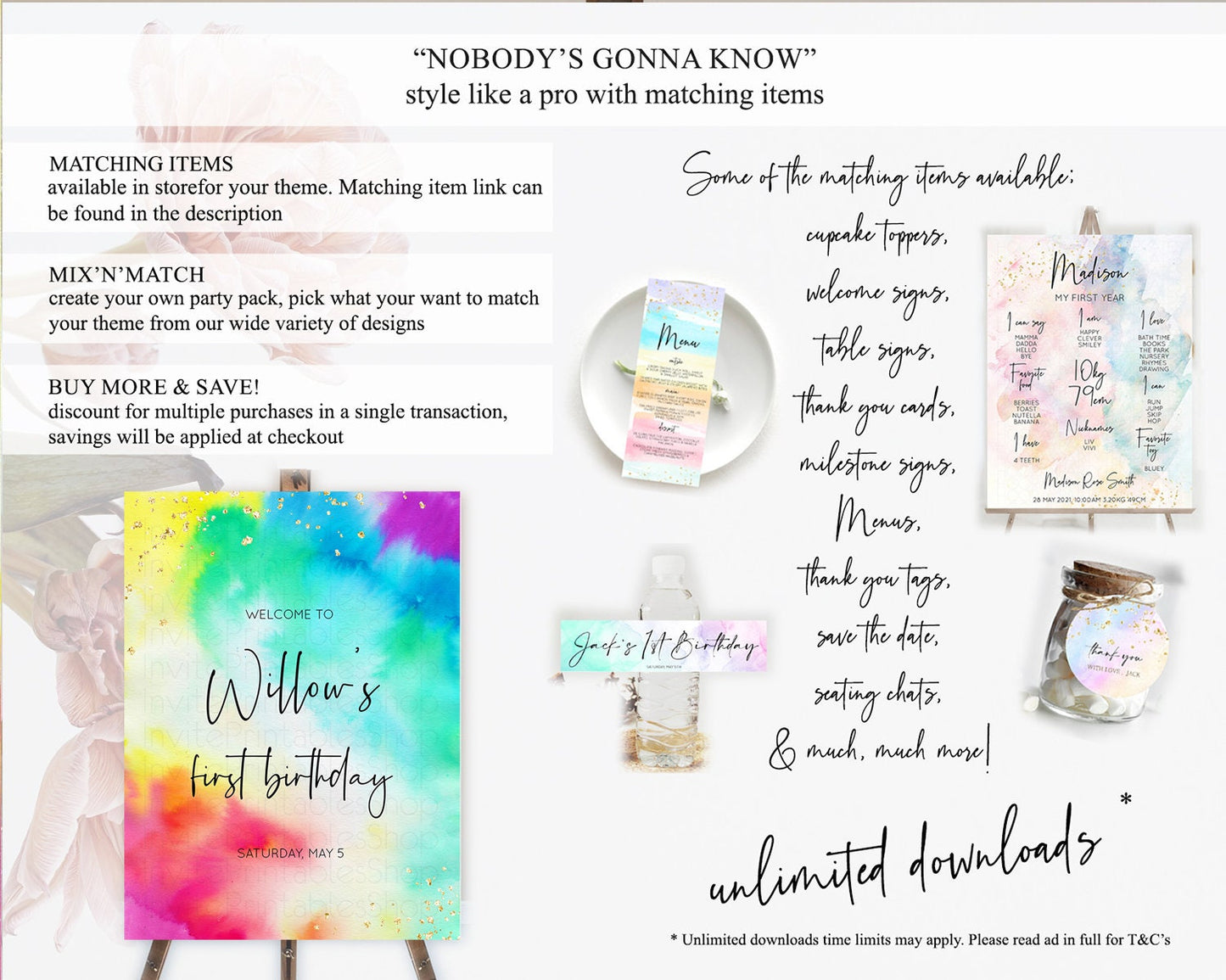 Tie Dye Welcome Board Rainbow Tie Dye Welcome Sign Pastel Welcome Poster Colorful Pastel Welcome Rainbow First Birthday Welcome Sign D10462