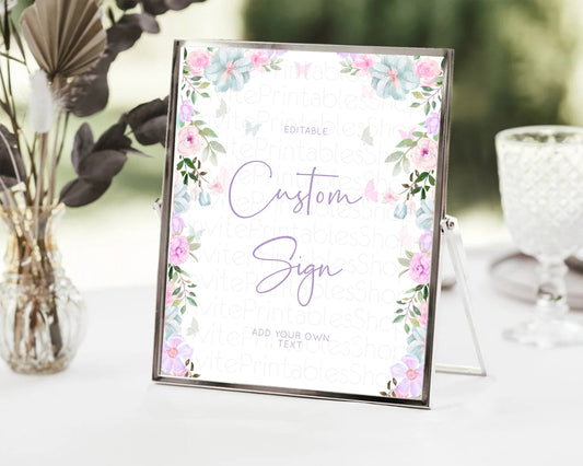 Editable Wildflower Floral Table Sign Decor Secret Garden Sign Template Past